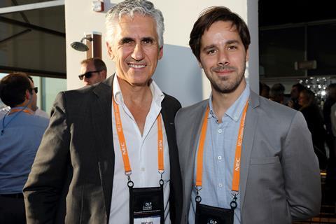 Michel Paquette of Dbox with Pierre Louis Manes of Screen International